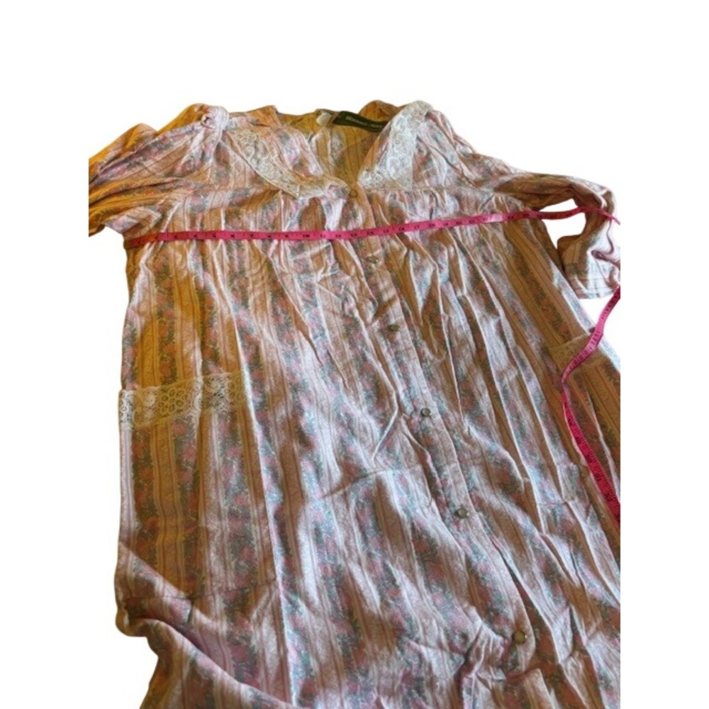 Vintage Mervyn's Floral Cotton Nightgown Pink Lace Trim Button Front 3X NWT - Picture 9 of 10